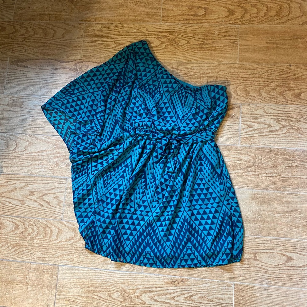 One Shoulder Green Dress